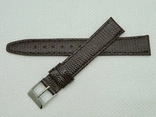 16 mm Watch Strap / Band Shiny Brown Lizard Grain Stainless Steel Buckle