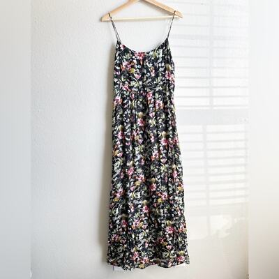 Hallhuber Black Floral Maxi Summer Dress Women s Size Large 10