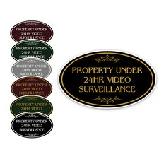 Property Under 24 Hr Video Surveillance Aluminum Sign 12" x 7" Different Colors