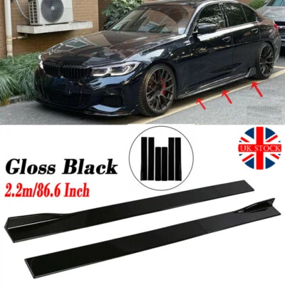 AUTOCLUB-UK 86.6" Side Skirts Rocker Panels Splitter For BMW F30 F80 M3 F82 M4 Gloss Black