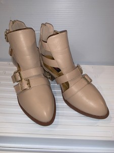 tan cutout booties
