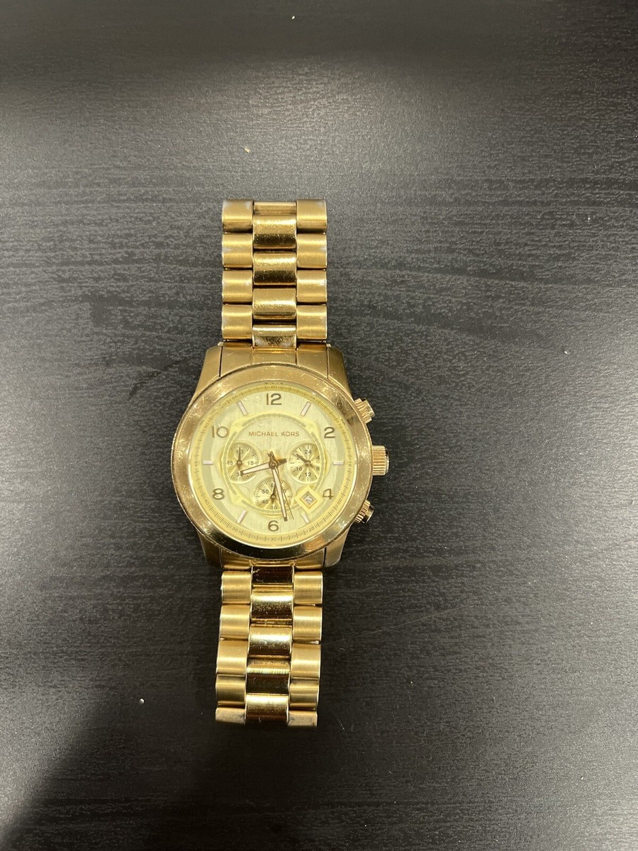 特価！Michael Kors Men's Gold-Tone Runway Oversized Watch Michael Kors Gold-Tone Oversized Runway Stainless Steel