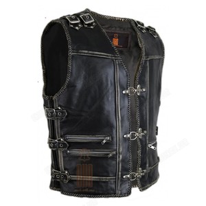 leather motorcycle vest with zipper