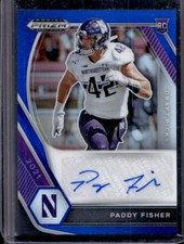 2021 Prizm Draft Picks Paddy Fisher Blue Prizm Rookie Autograph Auto RC #83/149