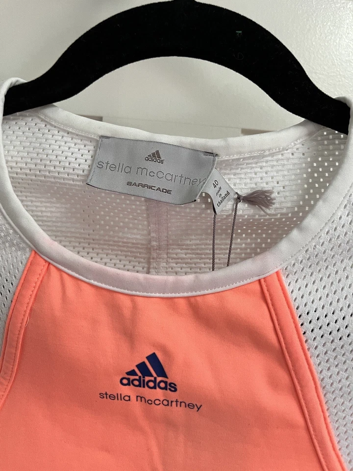 NEW Stella McCartney Adidas Women Tennis Orange Barricade Cap Top size 40 - Image 2 of 4