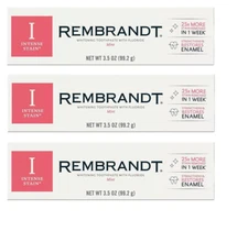 BL Rembrandt Toothpaste Whitening Intense Stain Mint 3.5oz each *Three Pack*
