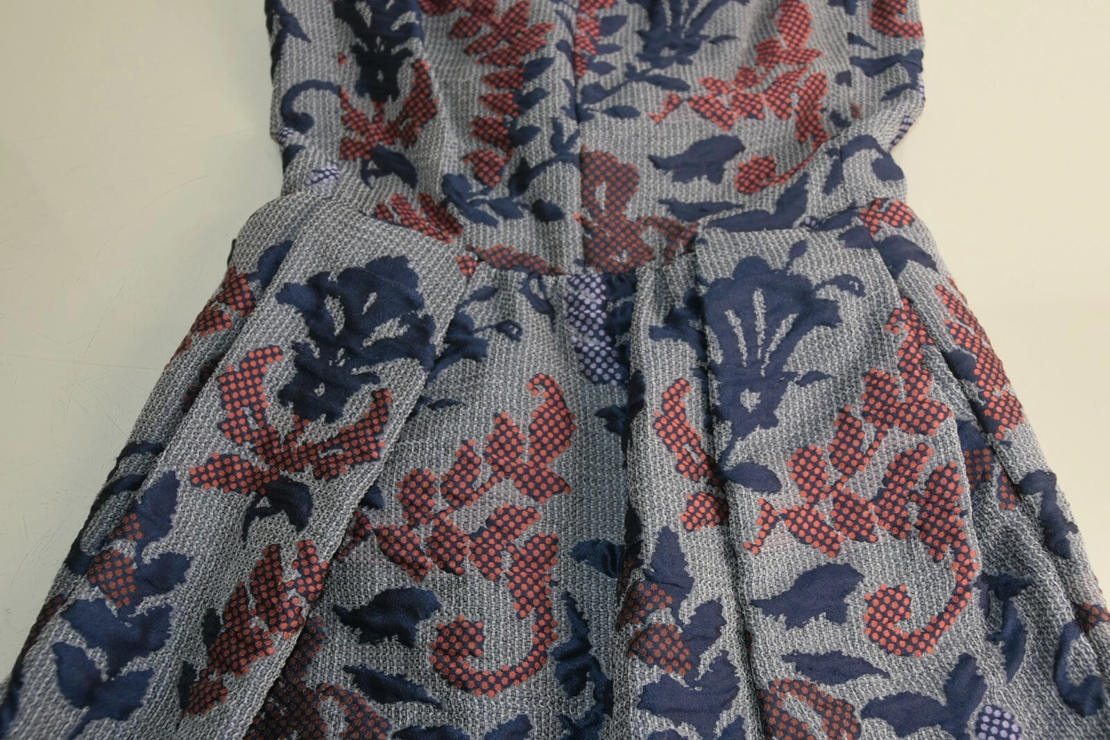 Abito Nuovo Abito TORY BURCH Jacquard Rosso Navy CLOQUE TRATTEGGIATE COLLO A BARCA $2495 2