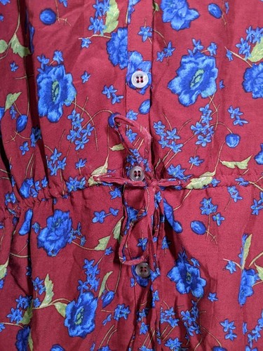 Mini Vestido Free People Flower Fields Rojo Azul Floral Pequeño Globo Calado - Imagen 3 de 12
