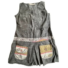 SAVAGE CULTURE Spanish Tunic Mini Dress Sleeveless w/Pockets Gray Boho Top LARGE