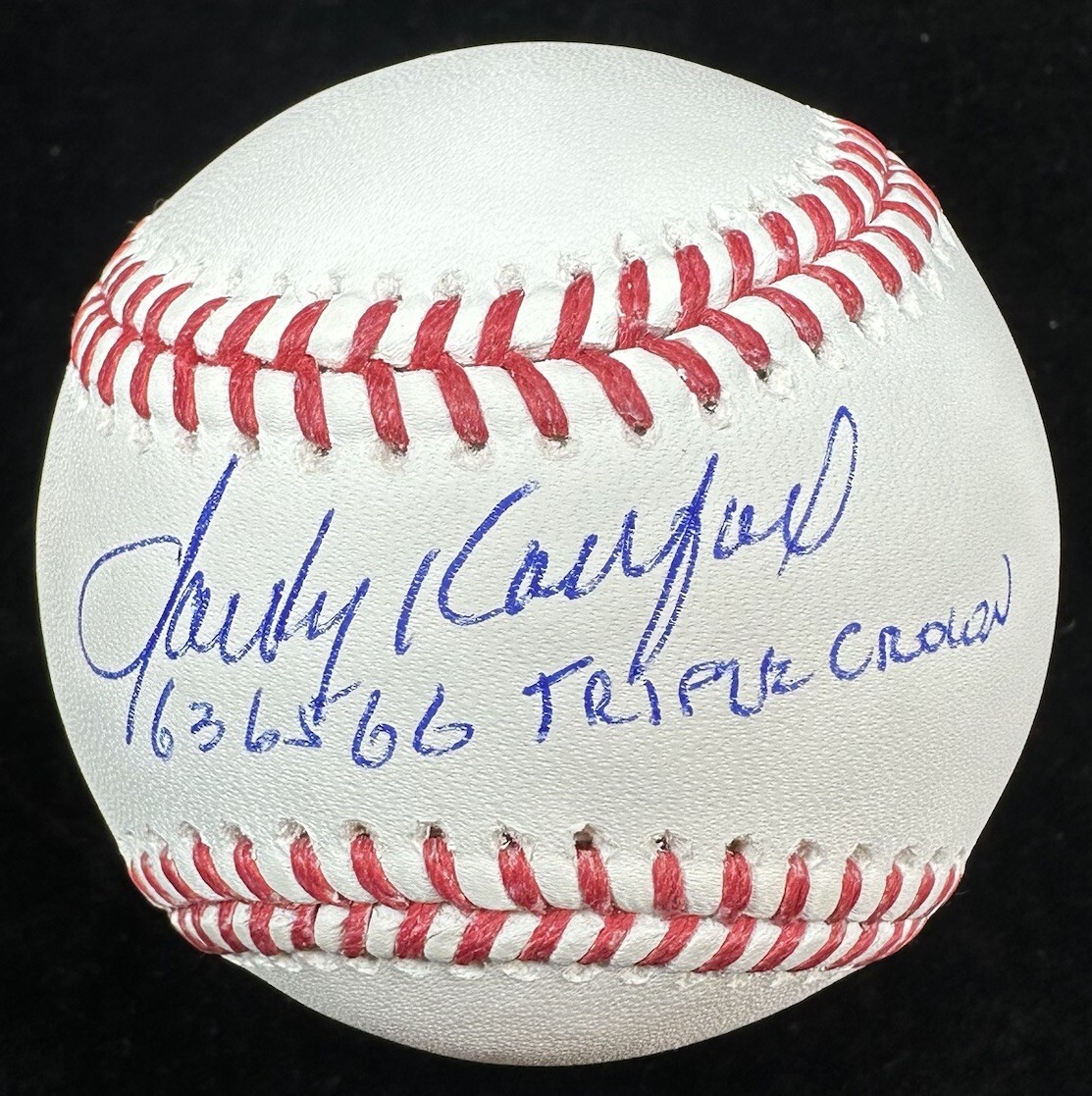 Sandy Koufax Autographed Signed 63, 65, 66 Triple Crown Baseball Beckett Witness Holo BAS 