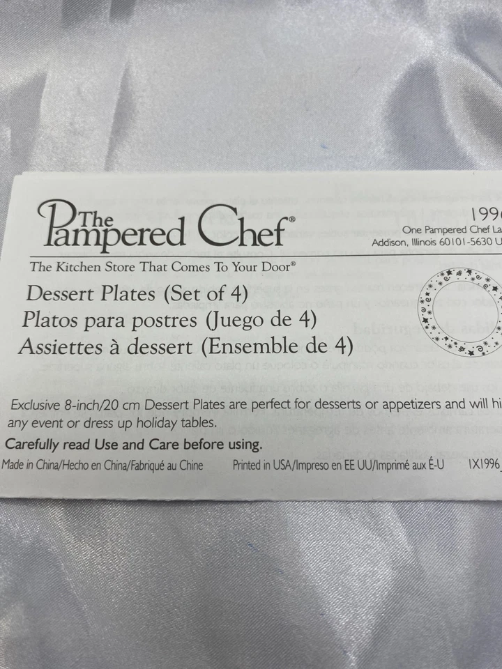 Pampered Chef Lot of 4 NIB Celebration Party Salad Plates Retired Vintage 1996 - Image 3 of 4