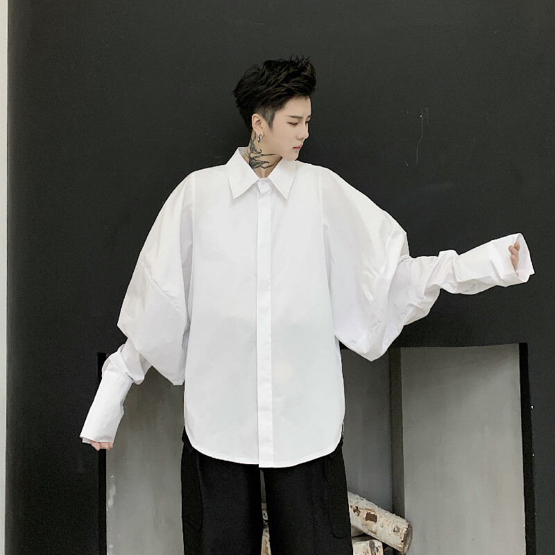 Women Men Puff Sleeve Shirt Blouse Top Gothic Punk Club Retro Casual