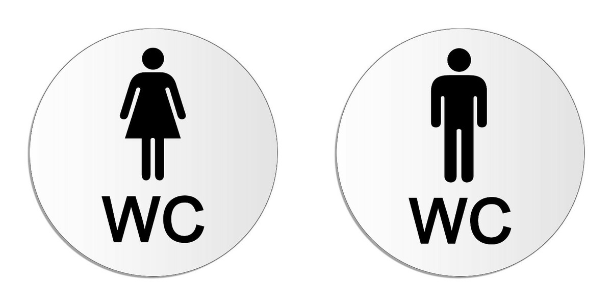 SCHILDER Systeme WC Schilder Set - Alu/Edelstahllook Selbstklebend Für Damen & Herren