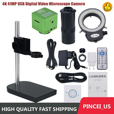 4K 41MP USB Digital Video Microscope Camera Adjustable 150X C Mount Len pe66