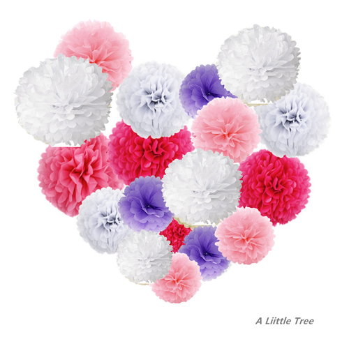 12PCs PINK Theme Mixed Tissue Pom Poms Paper Pompoms Fluffy Flower Ball Party - Picture 50 of 67