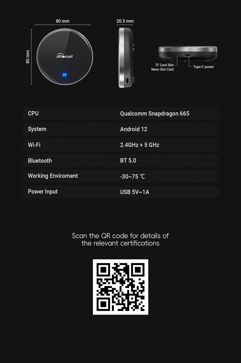 3IN1 Ottocast P3 Lite Multimedia AI Box Wireless Android 3IN1 Ottocast P3 Lite Multimedia AI Box Wireless Android