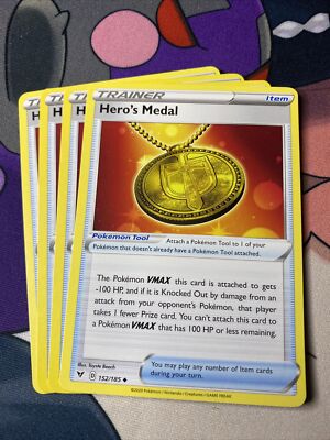 Pokemon TCG Vivid Voltage 4x Heros Medal Play Set 152/185