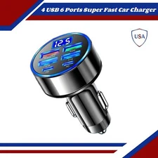 4 USB 6 Ports Super Fast Car Charger Adapter for iPhone Samsung Android Phone