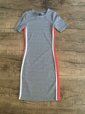 H&M DIVIDED  sweater dress women's size 4 Stretchy Gray  Side Stripes