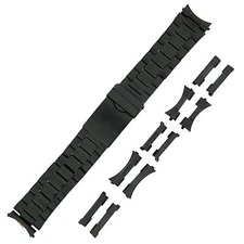 Stainless Steel Metal Bracelet Watch Band Black Fits 20mm-24mm Set of 5 End Pcs