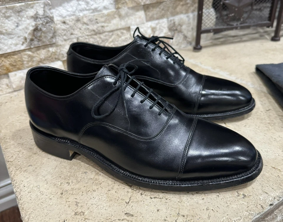 Johnston Murphy Crown Aristocraft Cuero Negro Georgetown II Oxford Para Hombre Talla 8M