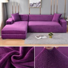 Velvet Sofa Cover Elastic Thick Corner 1/2/3/4 Seater Stretch Armchair Covers