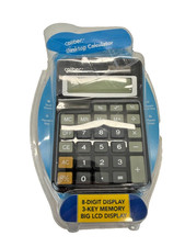 Caliber Desktop Calculator 8-Digit LCD Display 3-Key Memory Black New Open Box