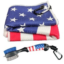Golf Club Brush and Amercian Flag Golf Towels, Golf Groove Cleaner Cleaning k...