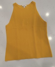 Banana Republic Women s SCULPTED RIBBED TANK Yellow SZ Large Ribbed Knit Stitch