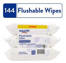 Equate Flushable Wet Wipes, Fragrance Free, 144 Wipes 3 Pack 
