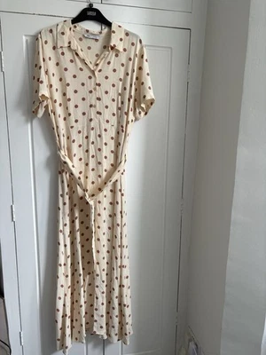 Zara Cream and Brown Polka Dot Dress XXL Great Condition - Image 1 of 3