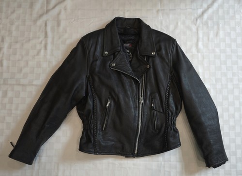 Giacca Moto Pelle King Classic Pelle Nera con Accenti Treccia 2XL Vestibilità XL - Foto 2 di 17