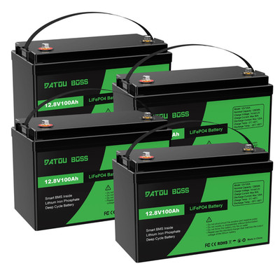 4PCS 12V 100Ah Lithium Batterie LiFePO4 Akku BMS Solarbatterie Boot RV Wohnmobil