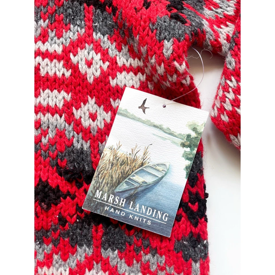 Suéter tejido a mano Marsh Landing rojo Fair Isle talla M nuevo con etiquetas para hombre Foto 2 de 4