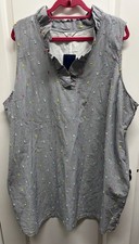 Crown & Ivy Women’s Plus Sz 4X Shift Dress Blue & White Stripe Ruffle V-Neck NWT