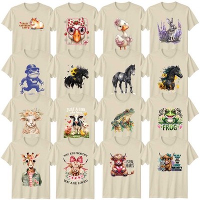 T-Shirt Tierliebhaber Bauernhoftier Pferd Erwachsene Highlandkuh Tierliebhaber Geschenk