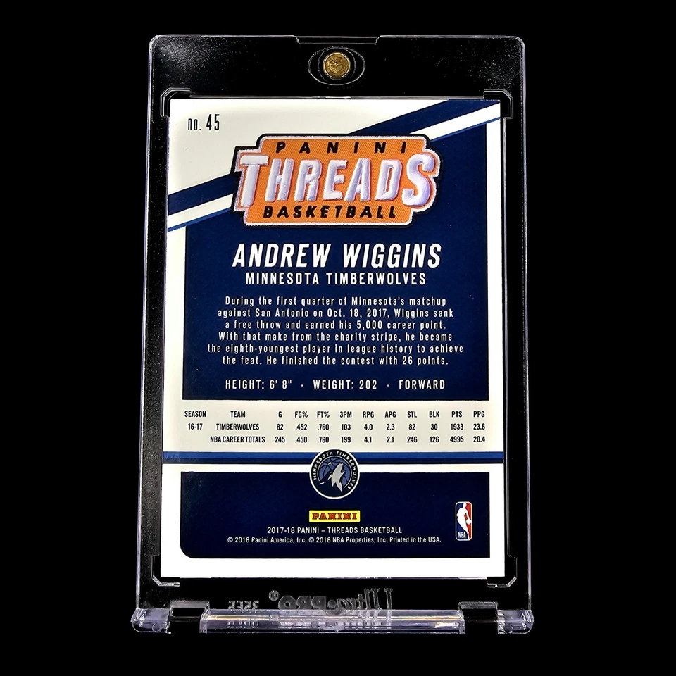 Rare SSP Andrew Wiggins Dazzle Gold #3/10 Parallel NBA 2017-18 panini threads 45 - Image 3 of 3