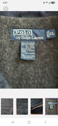 Polo by Ralph Lauren Men's Blue Denim Pea Coat Quilted Lined Button XL image 5