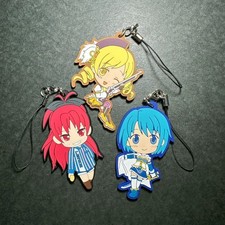 E0001 Set of 3 Puella Magi Madoka Magica Rubber Keychain 2.5" Bandai Japan
