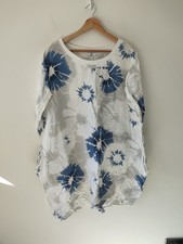 Glossy Knee Dress 18 20 White Grey Blue Short sleeve Casual Floral Summer Linen