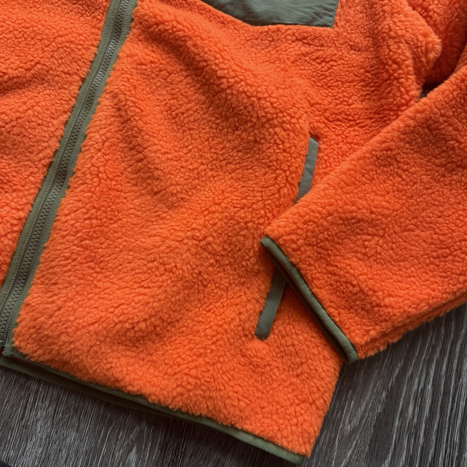 Polo Ralph Lauren Bonded Pile Fleece Jacket Sailing Voyager Orange /Green Sz XL