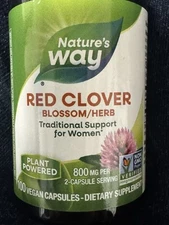 Nature's Way Red Clover Blossom Herb 800mg 100 Vegan Cap Free Fast Shipping