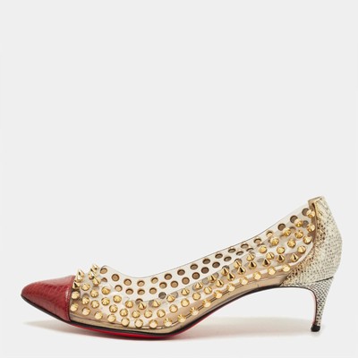 Christian Louboutin Tricolor Karung Leather and PVC Spike Me Pumps Size 37
