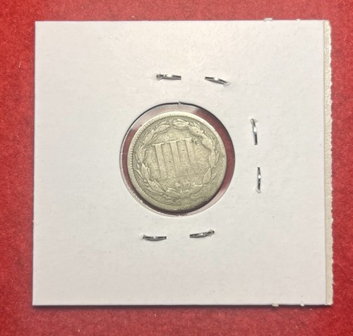1872 Three 3 Cent Nickel Piece 3C US Antique Type Coin - Picture 2 of 2