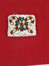 BEADED SEQUINED COIN PURSE CHRISTMAS HOLIDAY CANDY CANE NEW
