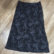 VTG LAUREN RALPH LAUREN Burn Out Maxi Y2K Black SKIRT Velvet Silk Witchy Size 16
