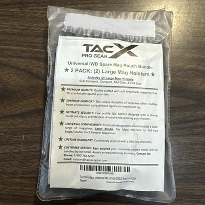Pair Of Double Stack Nylon Iwb Magazine Pouch Black With Clip AMBIDEXTROUS
