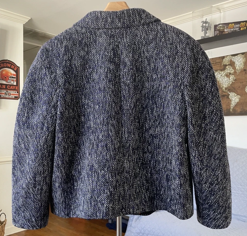 Blazer feminino Tommy Hilfiger azul preto tweed clássico peito único preppy 14 - Imagem 3 de 4