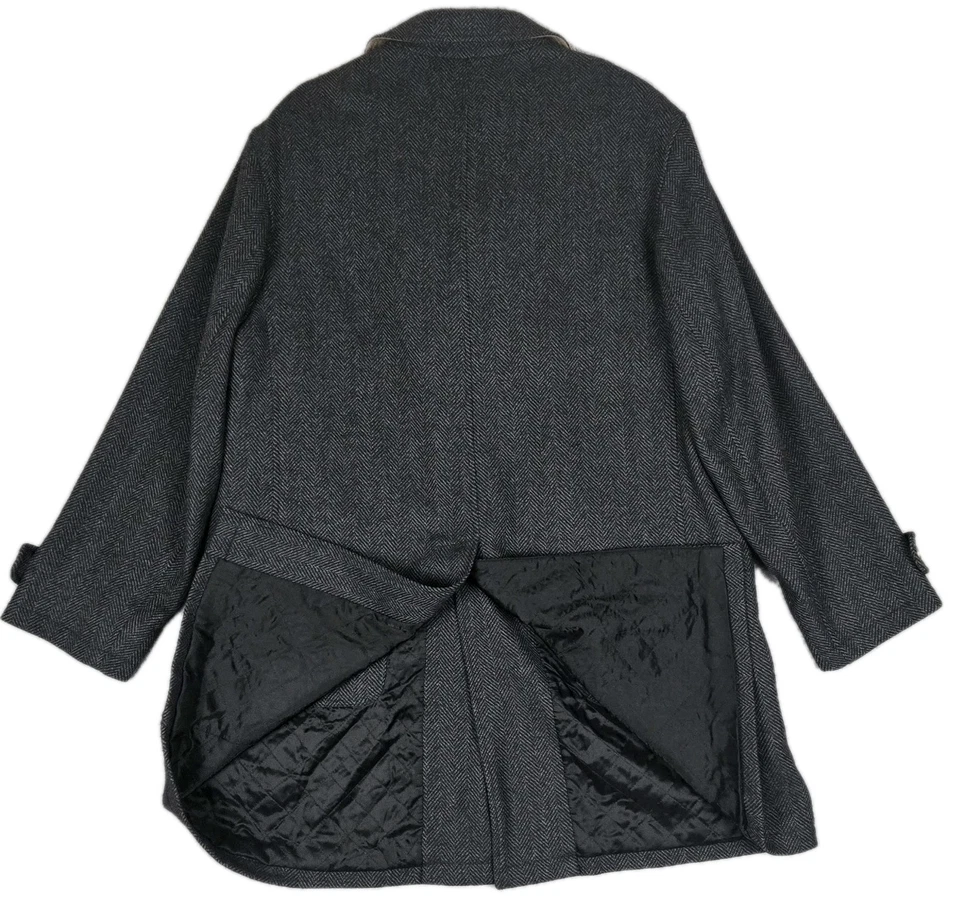 Luciano Barbera Overcoat 56/46 Gray Herringbone Wool/Camel Hair/Cashmere Blend - Image 2 of 4