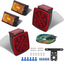 Pair Led Submersible Tail Brake Stop License Light Kit Trailer Boat Rv Under 80